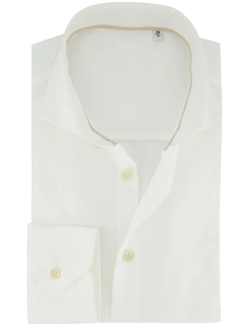 Witte overhemd Ledub Slim Fit effen strijkvrij