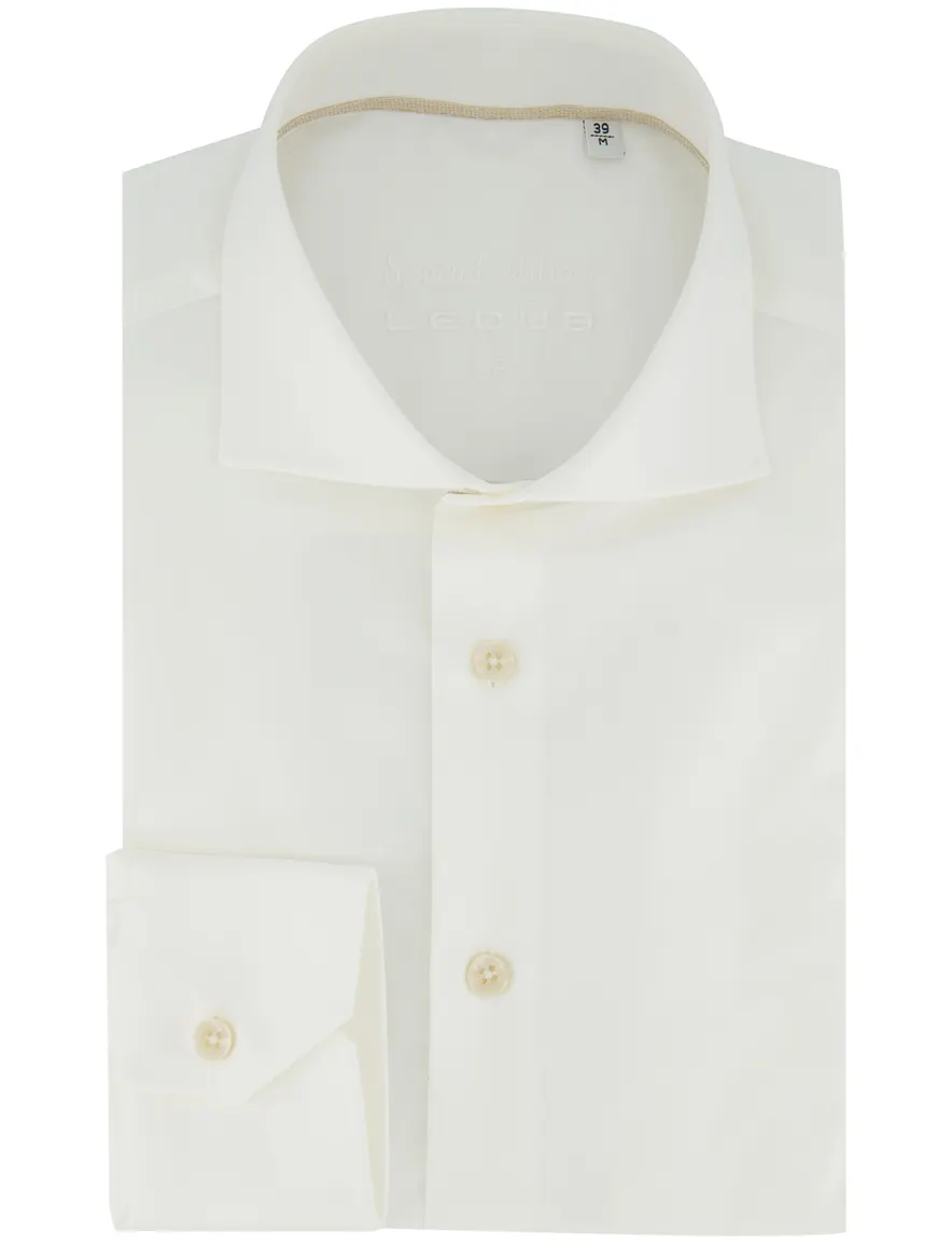 Ledub overhemd slim fit wit katoen