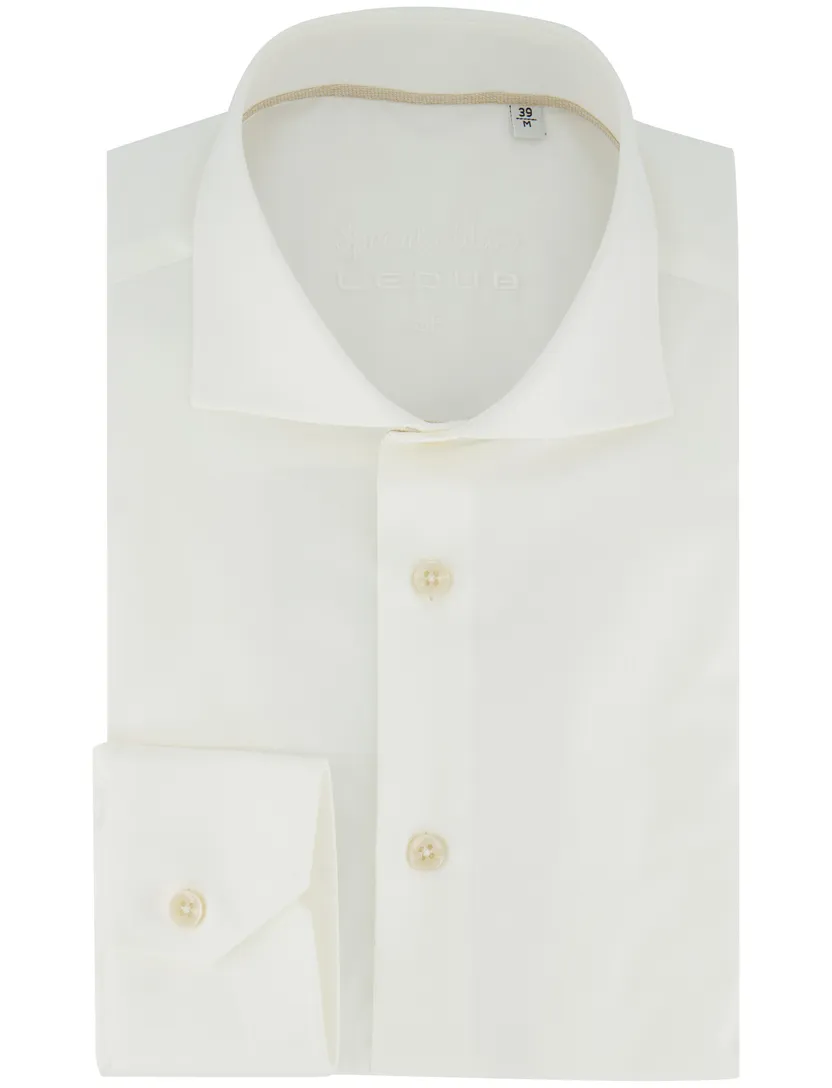 Witte overhemd Ledub Slim Fit effen strijkvrij