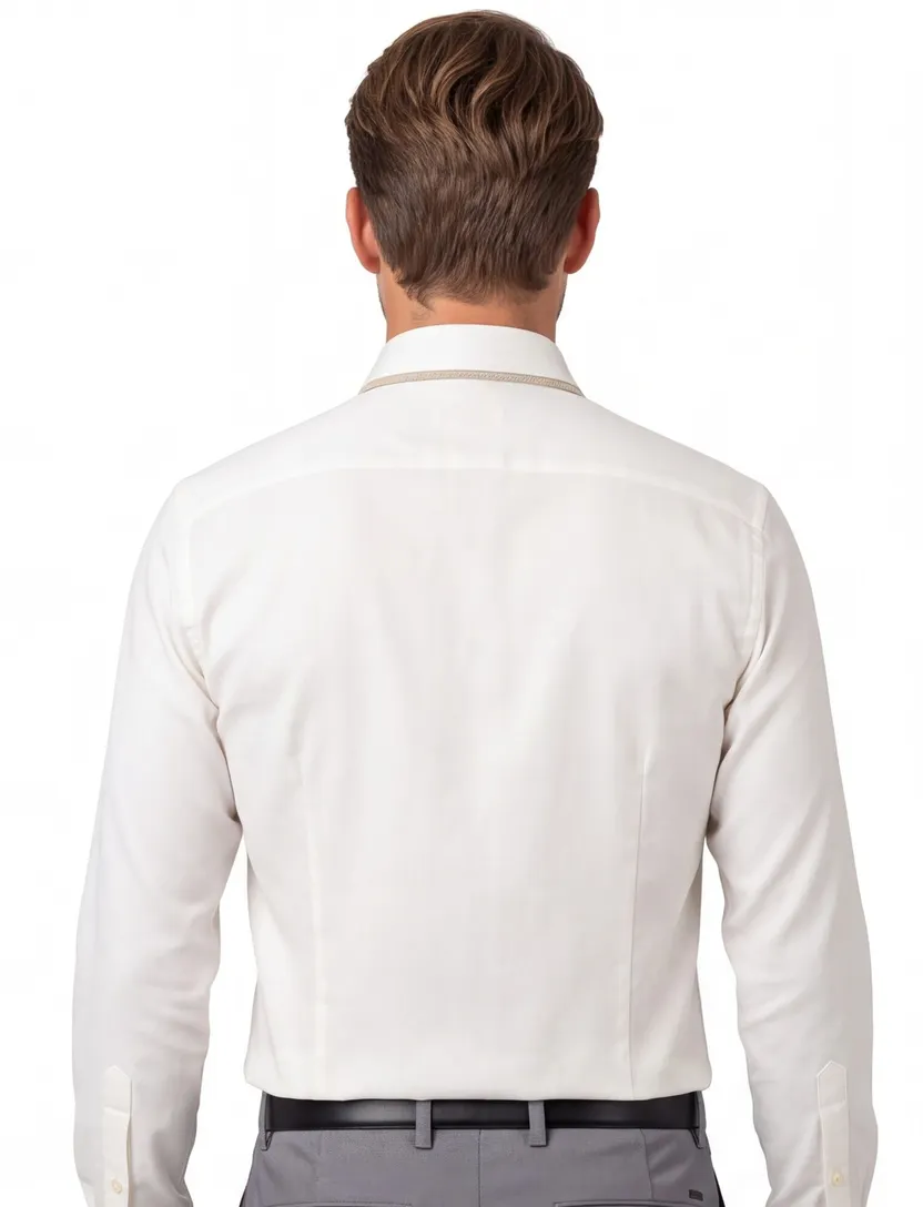Witte overhemd Ledub Slim Fit effen strijkvrij