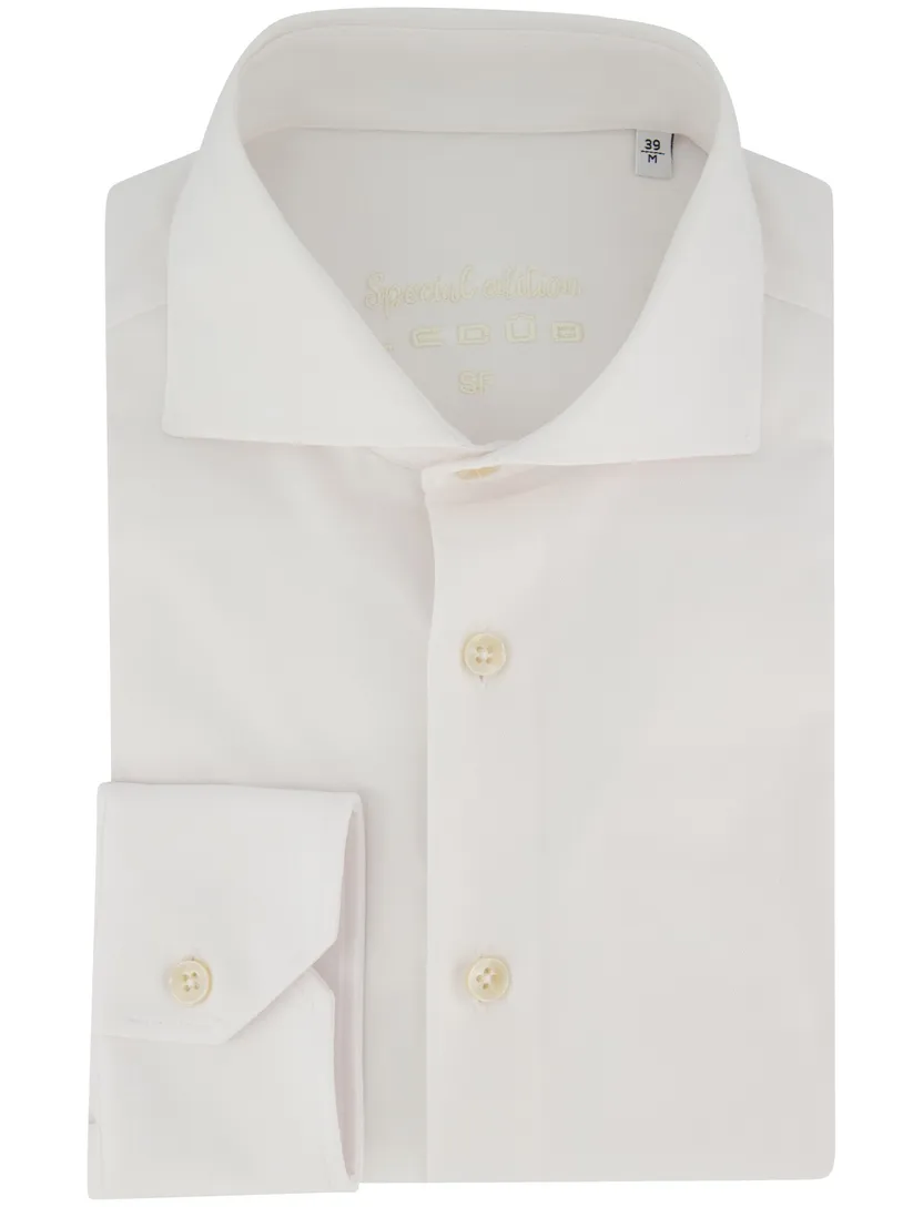 Ledub overhemd slim fit wit cutaway boord klassiek