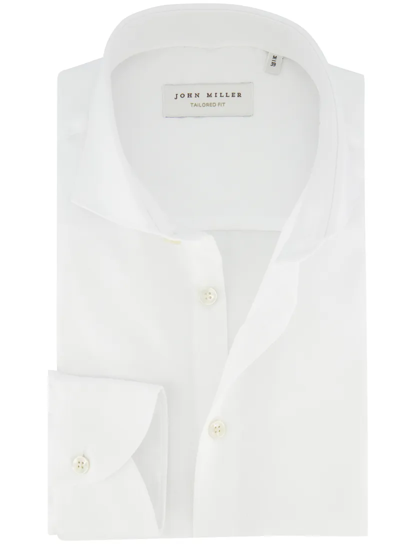Strijkvrij overhemd John Miller Tailored Fit wit effen