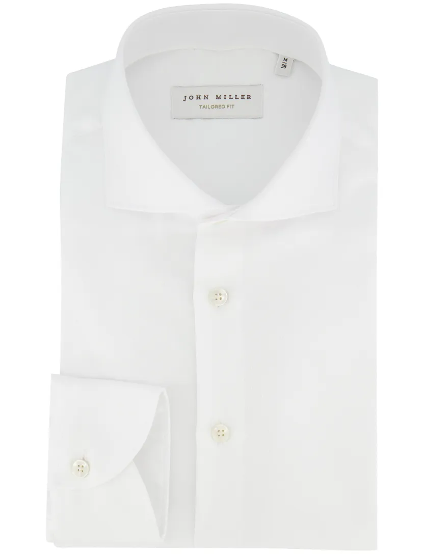Strijkvrij overhemd John Miller Tailored Fit wit effen