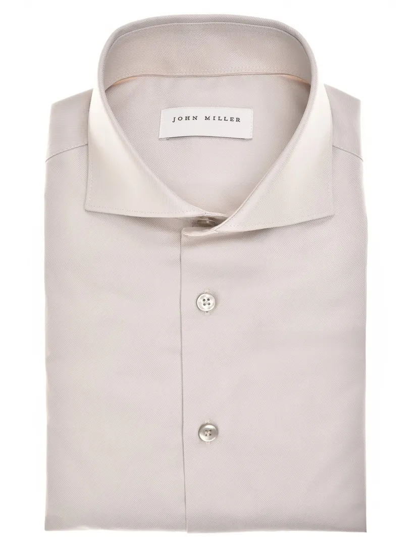 Overhemd John Miller Tailored Fit beige met beige knopen
