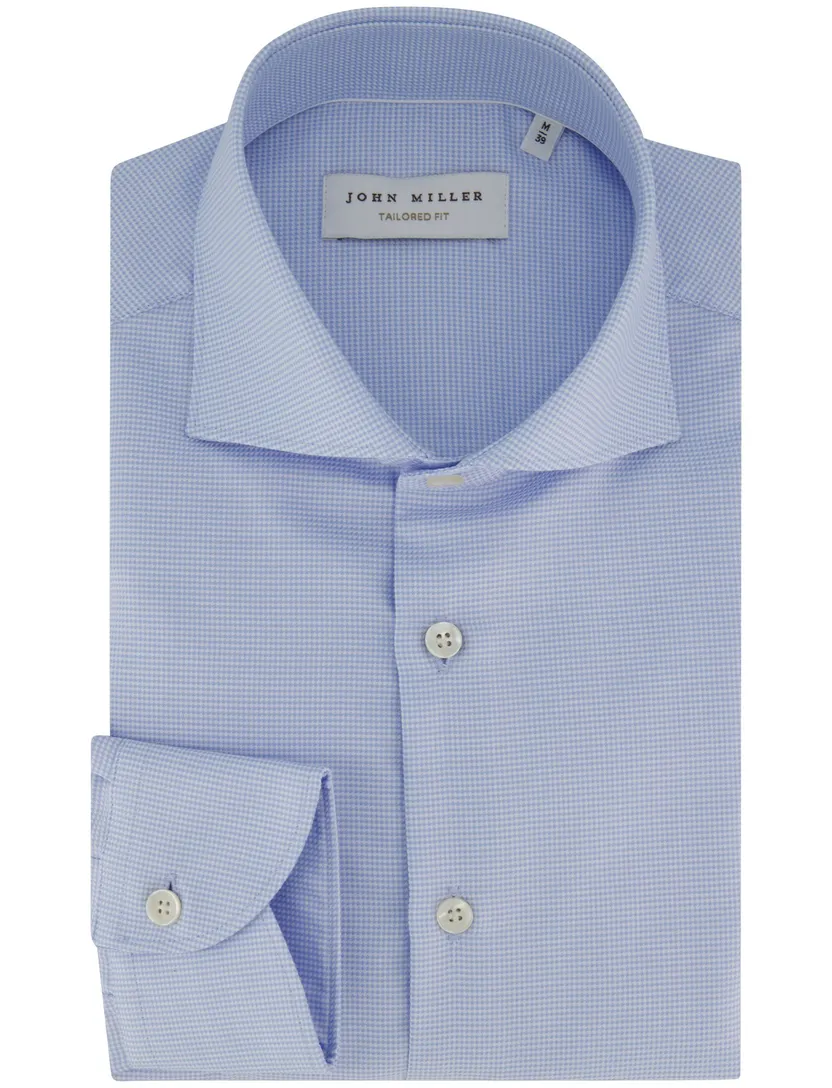 Overhemd John Miller Tailored Fit Lichtblauw geprint