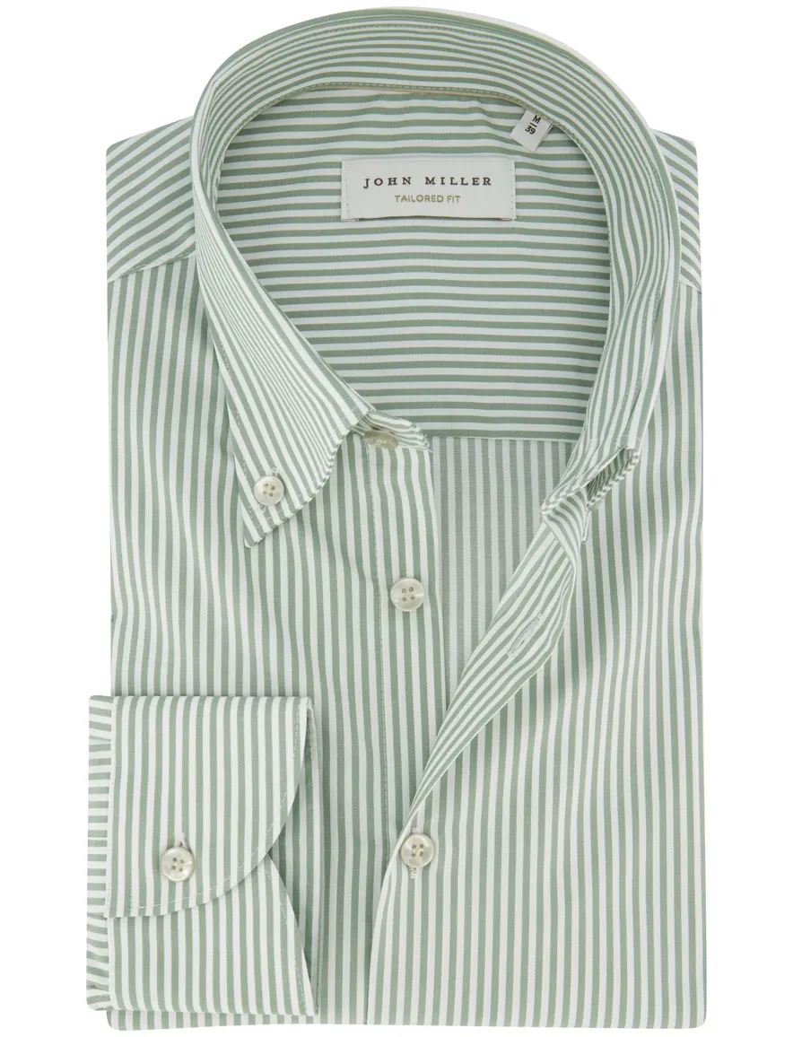 John Miller overhemd Tailored Fit groene streep