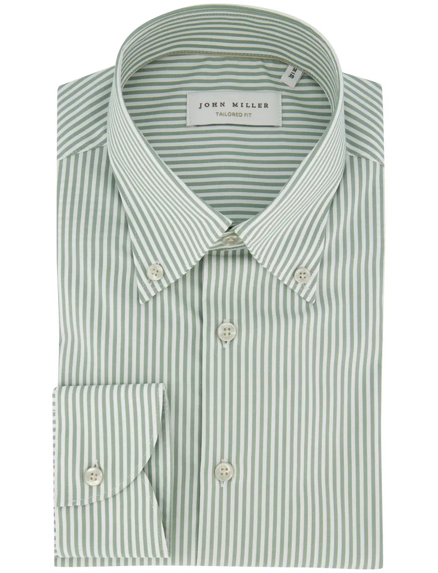 John Miller overhemd Tailored Fit groene streep