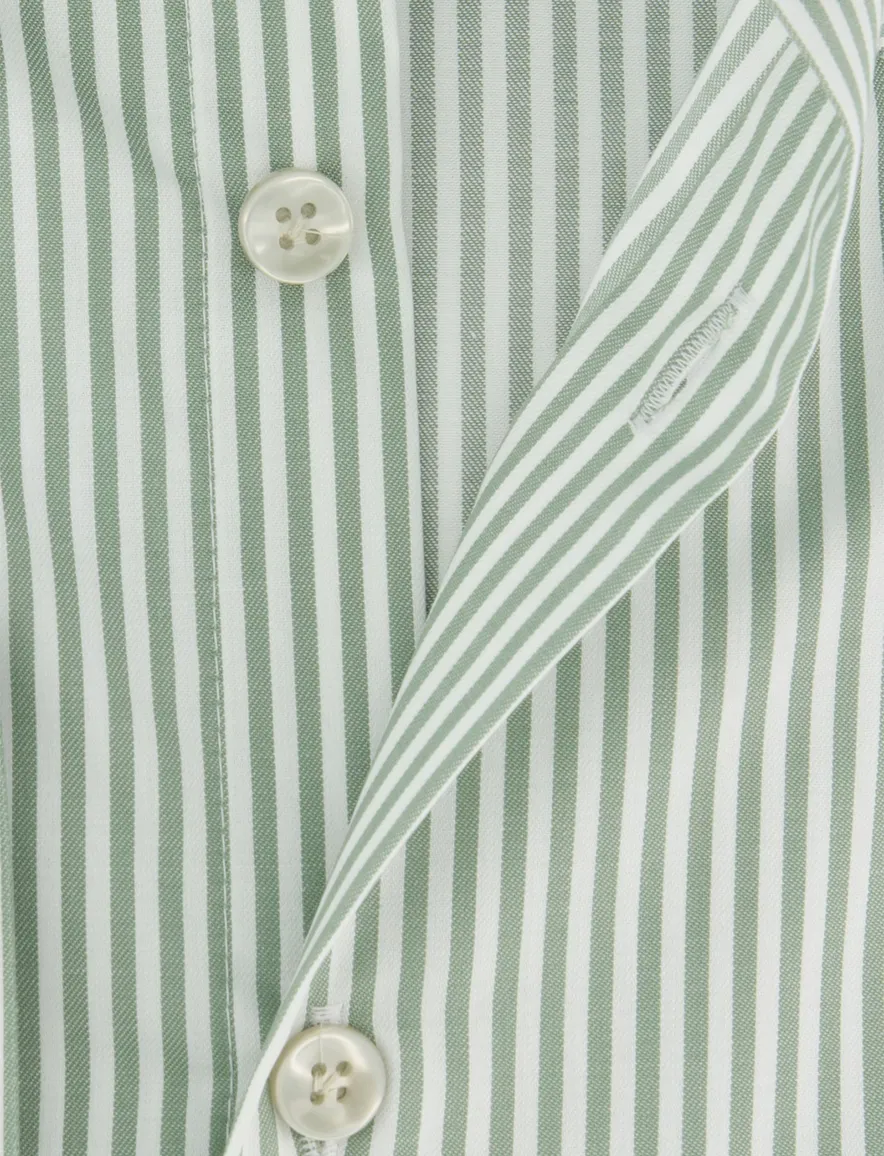 John Miller overhemd groen met strepen Tailored Fit