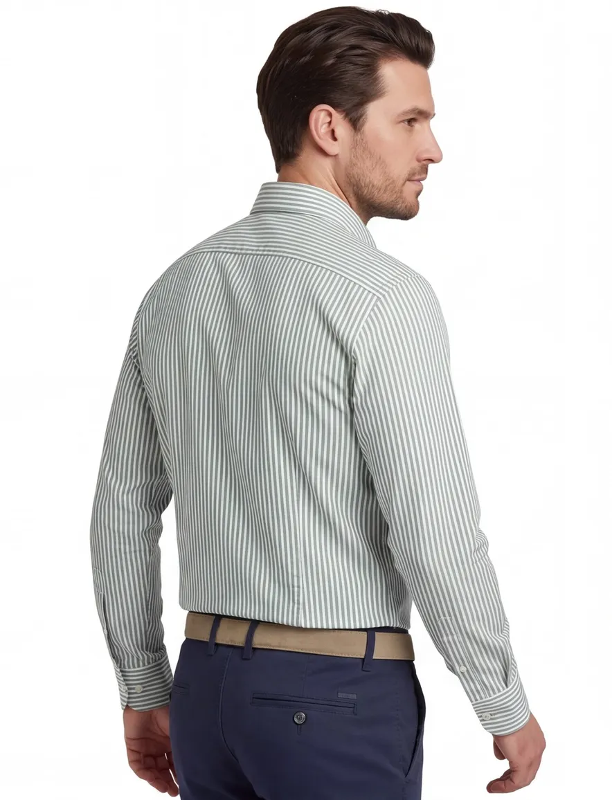 John Miller overhemd Tailored Fit groene streep