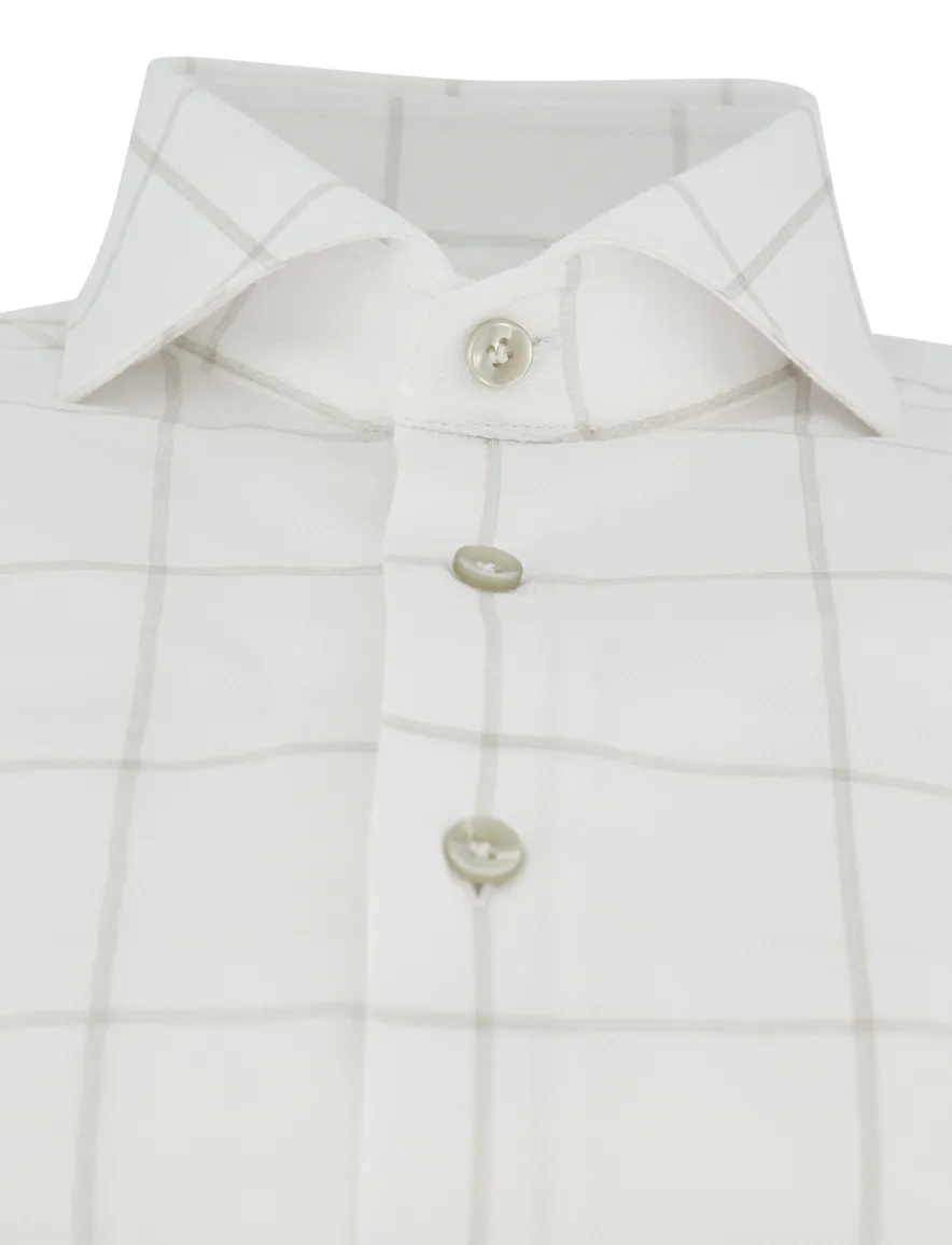 John Miller overhemd wit met ruit Tailored Fit