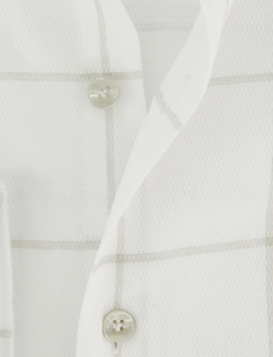 John Miller overhemd wit met ruit Tailored Fit