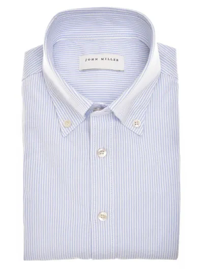 John Miller John Miller overhemd blauw strepen button down