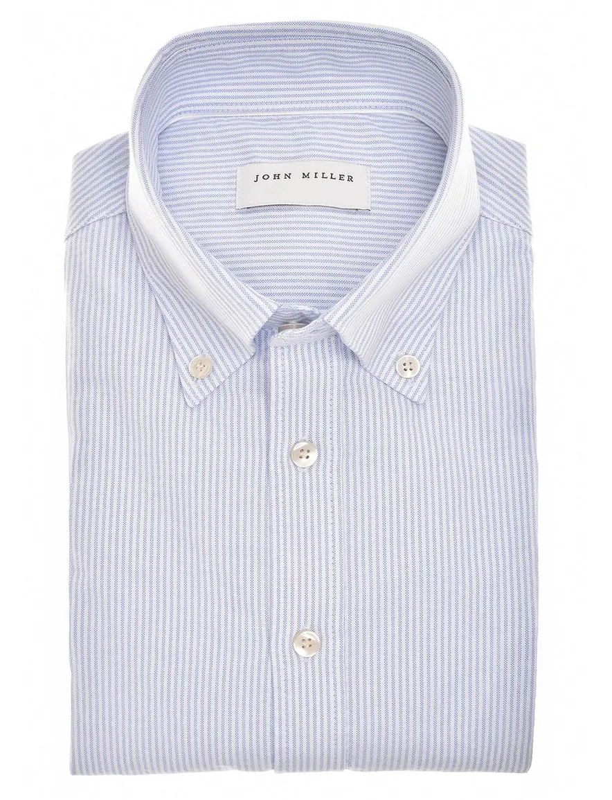 John Miller overhemd blauw strepen button down