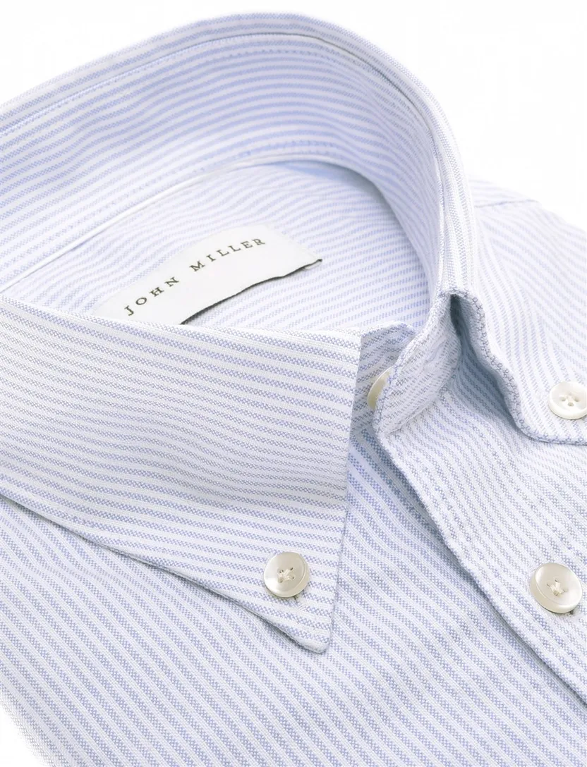 Overhemd Lichtblauw John Miller Tailored Fit gestreept