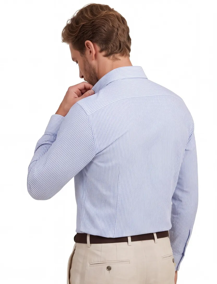 Overhemd Lichtblauw John Miller Tailored Fit gestreept