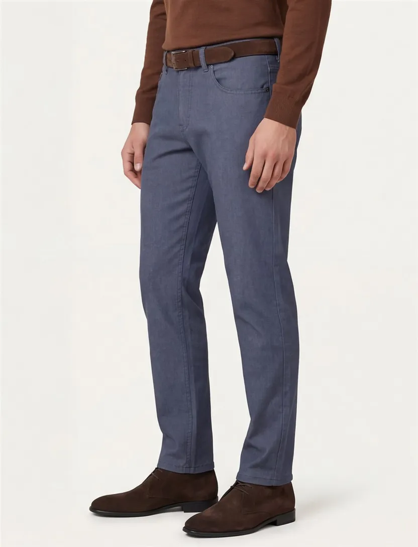 Pantalon Gardeur blauw gemeleerd normale fit