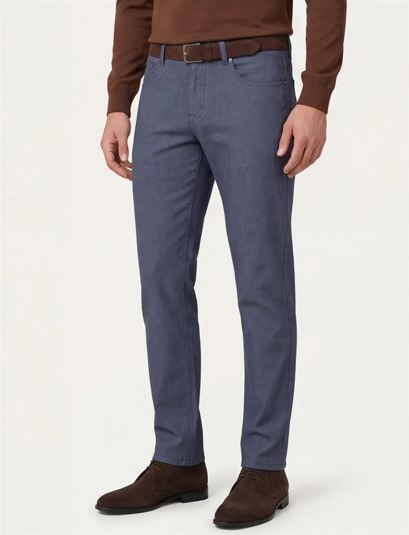 Pantalon Gardeur blauw gemeleerd normale fit