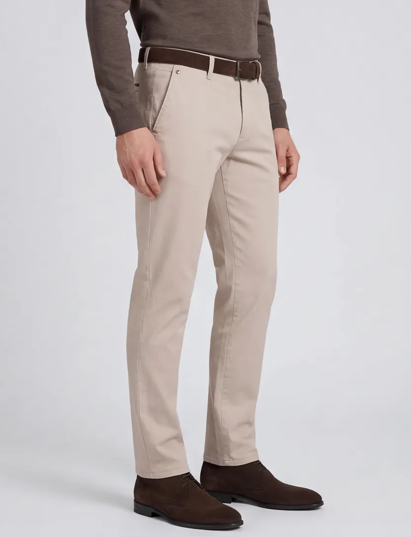 Pantalon Gardeur beige normale fit flatfront model