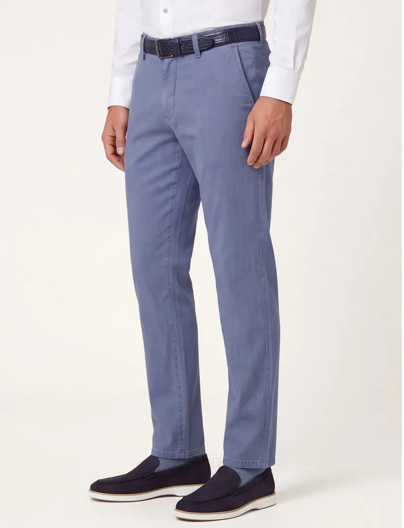 Blauwe pantalon Gardeur Modern Fit Benito katoen