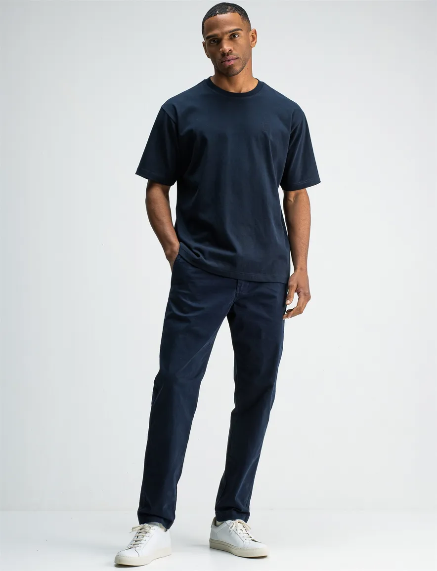 Butcher of blue shirt donkerblauw effen