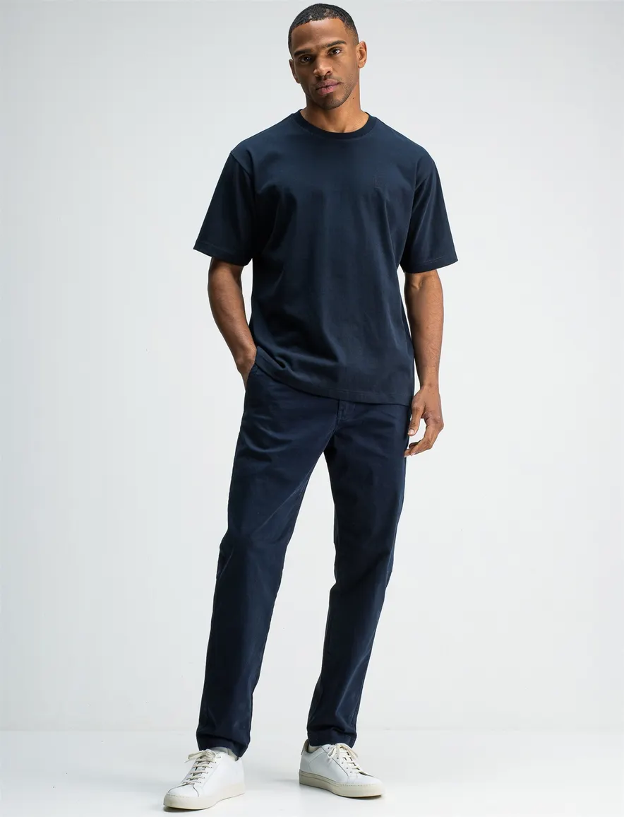 Butcher of blue shirt donkerblauw effen