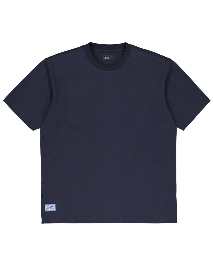 Navy katoen shirt Butcher of blue effen