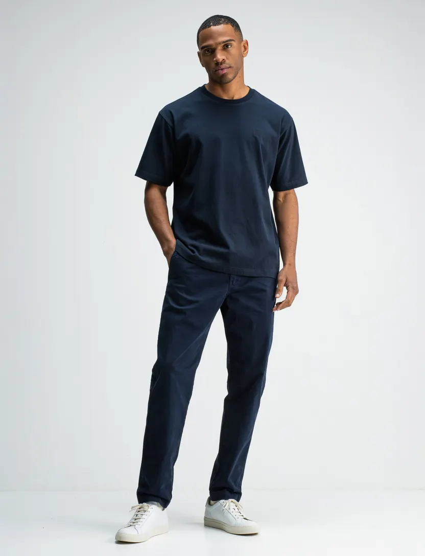 Navy katoen shirt Butcher of blue effen