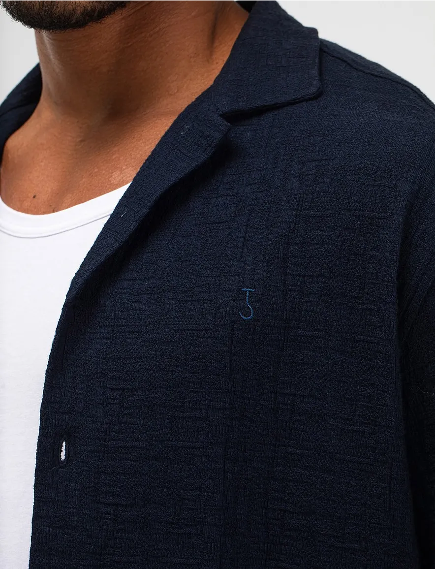 Butcher of Blue polo donkerblauw doorknoop deel van set