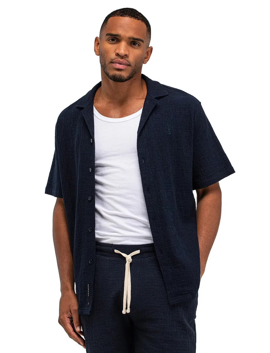 Butcher of Blue polo donkerblauw doorknoop deel van set
