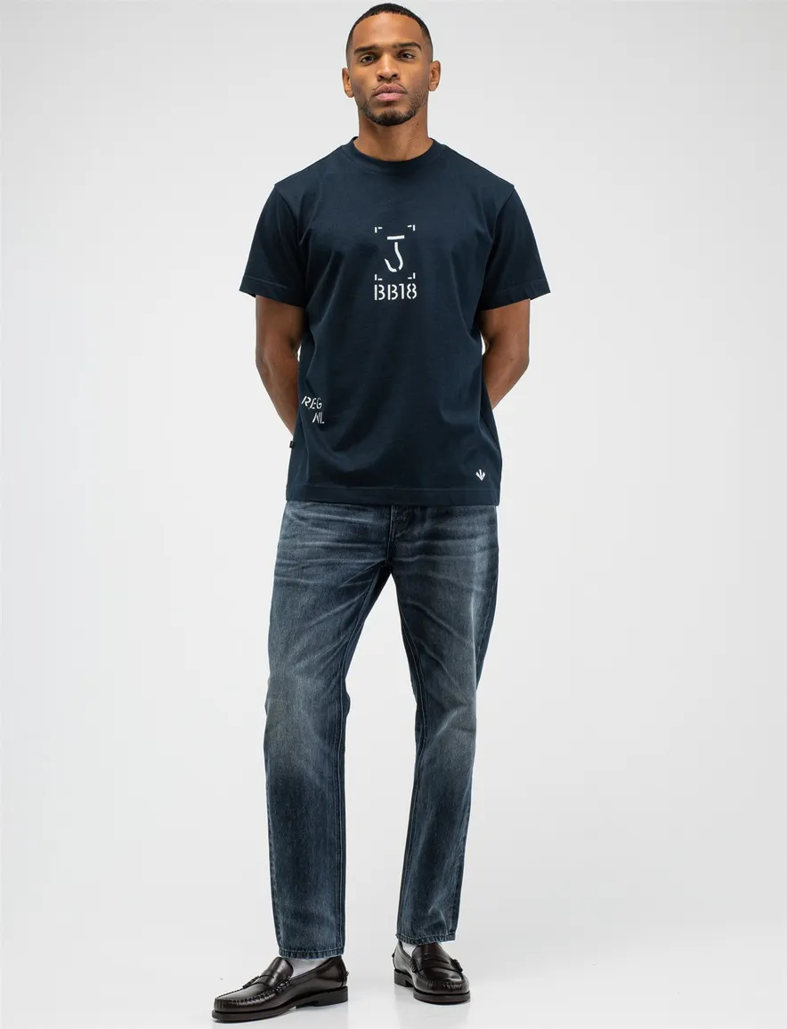 Butcher of blue shirt donkerblauw effen