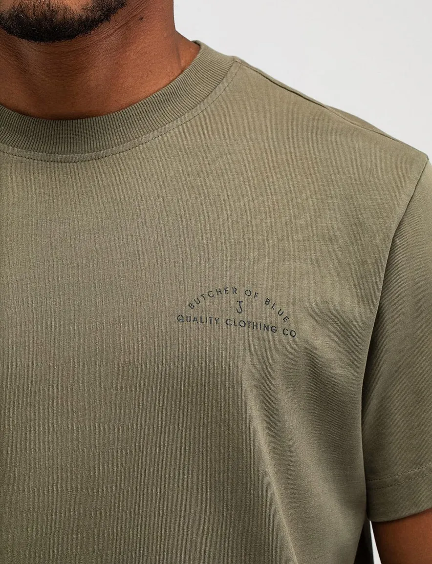 Butcher of Blue T-shirt groen backprint letters