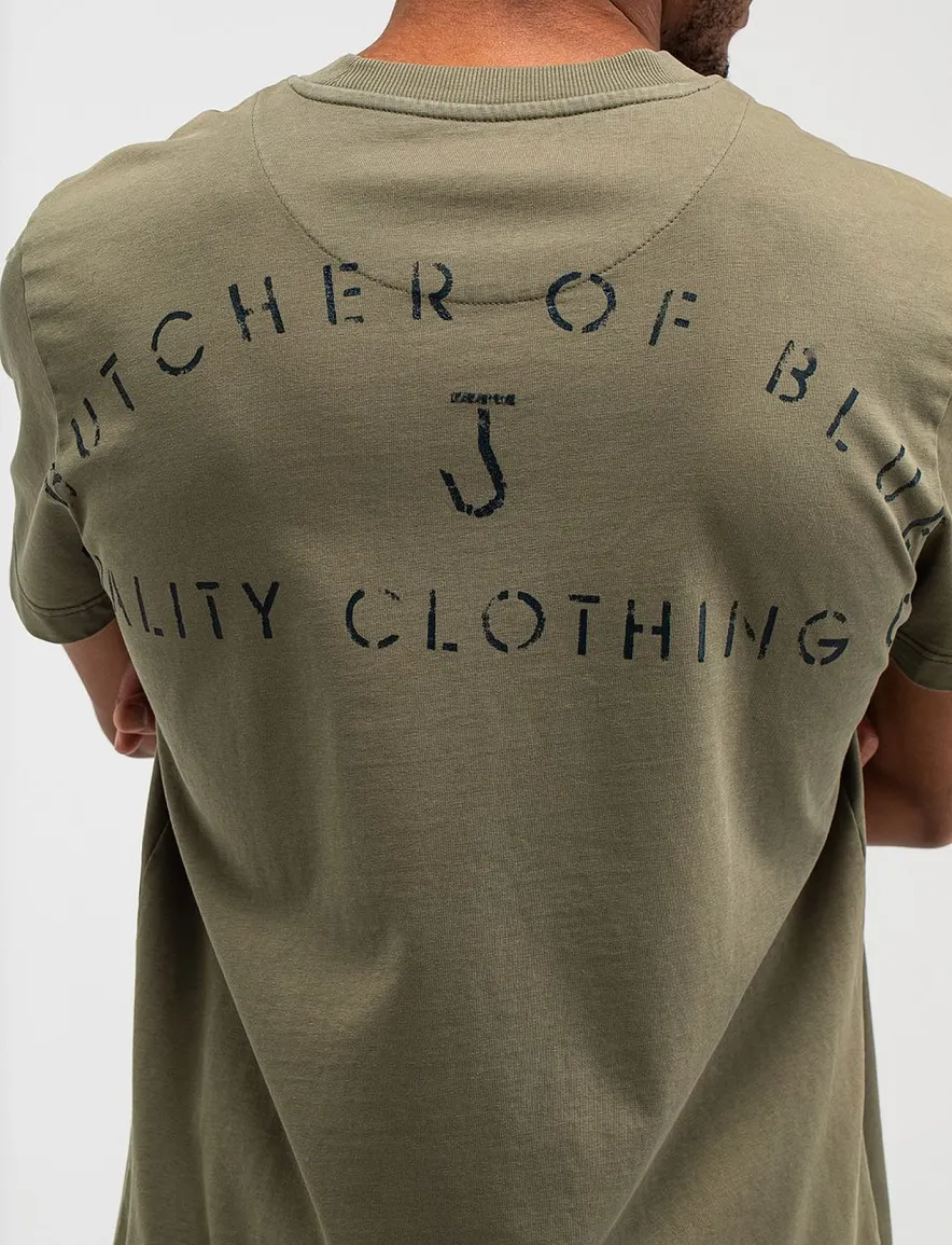 Butcher of Blue T-shirt groen backprint letters