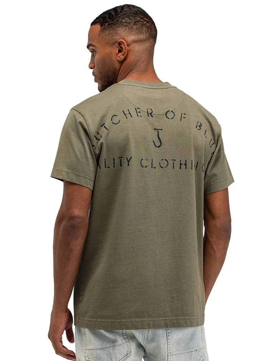 Butcher of Blue T-shirt groen backprint letters