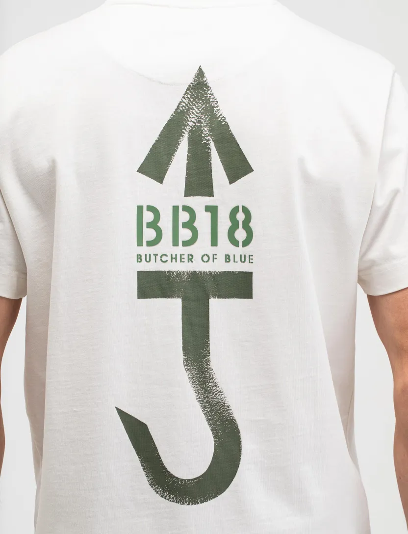 Wit t-shirt Butcher of Blue met backprint groen