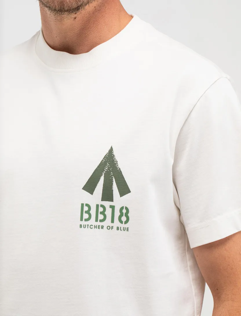 Wit t-shirt Butcher of Blue met backprint groen