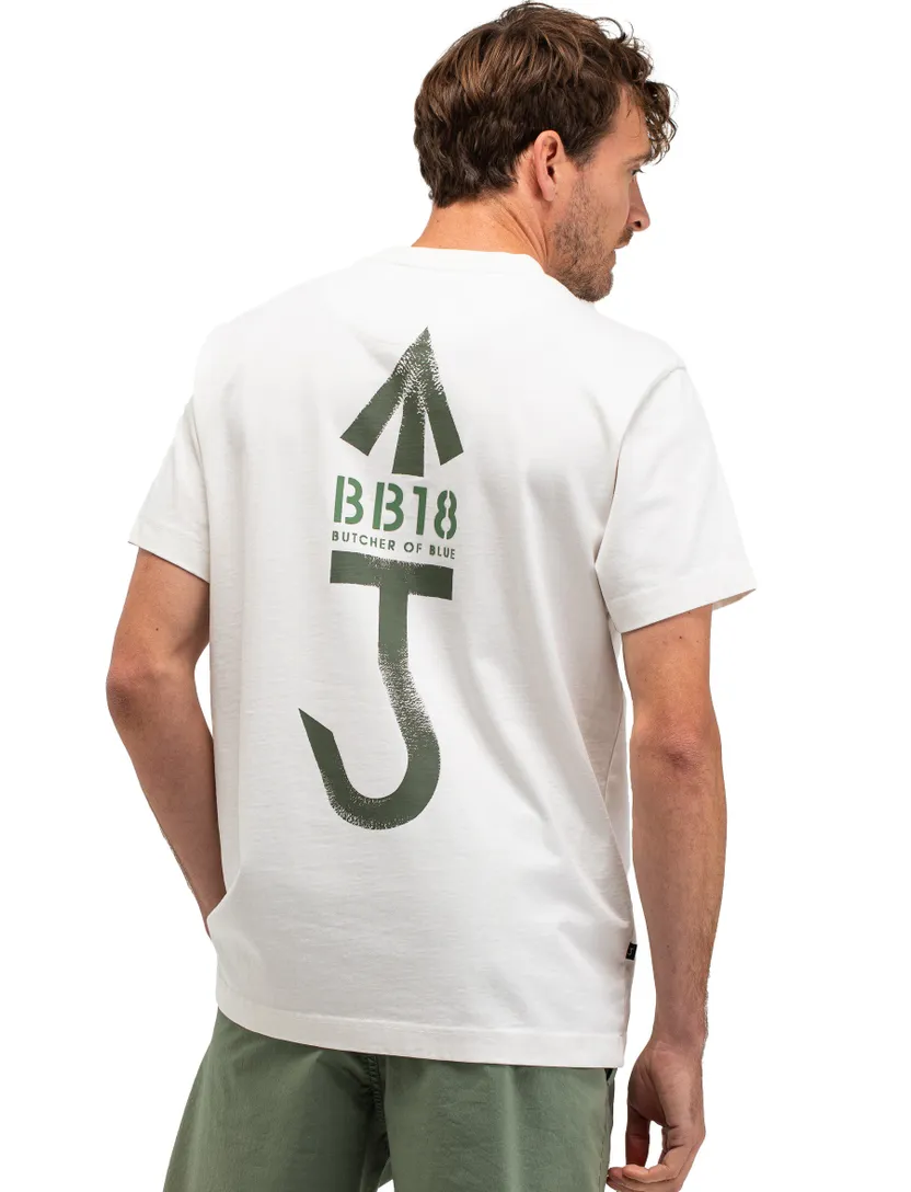 Wit t-shirt Butcher of Blue met backprint groen