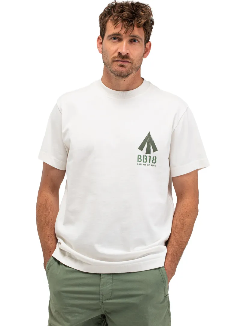 Wit t-shirt Butcher of Blue met backprint groen