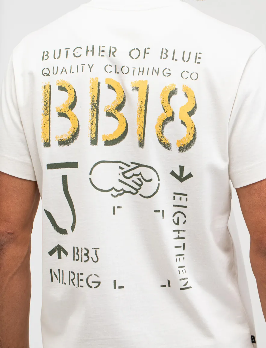 Butcher of Blue t-shirt ronde hals wit met backprint