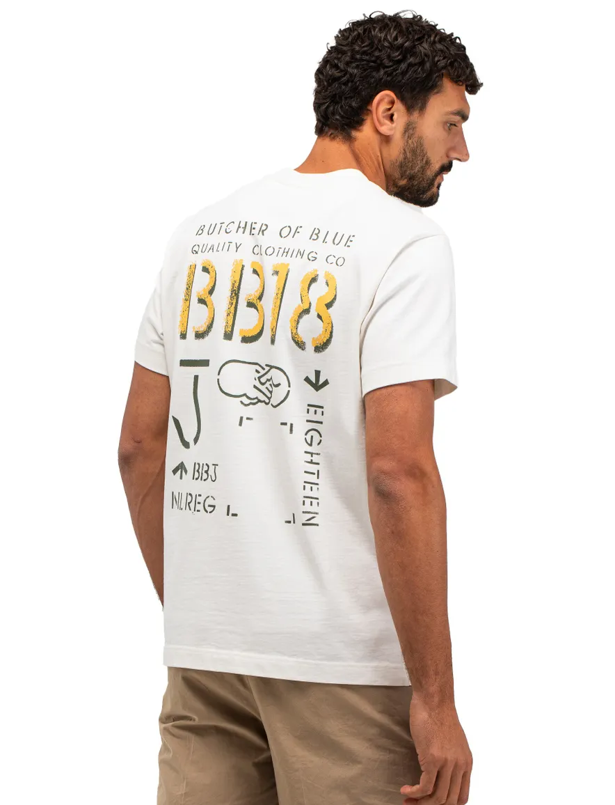 Butcher of Blue t-shirt ronde hals wit met backprint