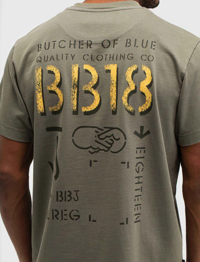 Antraciet t-shirt ronde hals Butcher of Blue met backprint