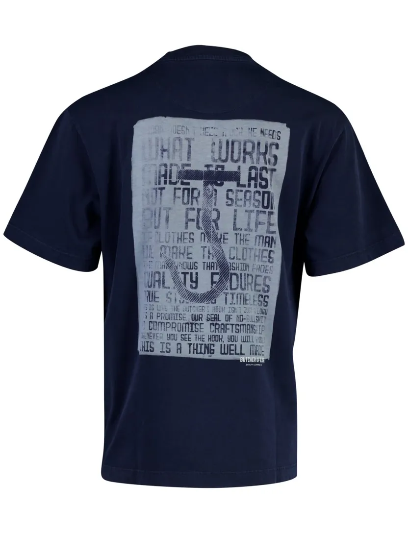 Butcher of Blue T-shirt ronde hals donkerblauw