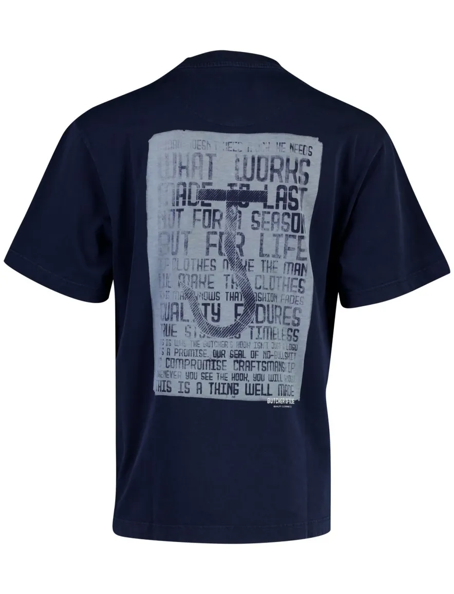 Butcher of Blue T-shirt ronde hals donkerblauw