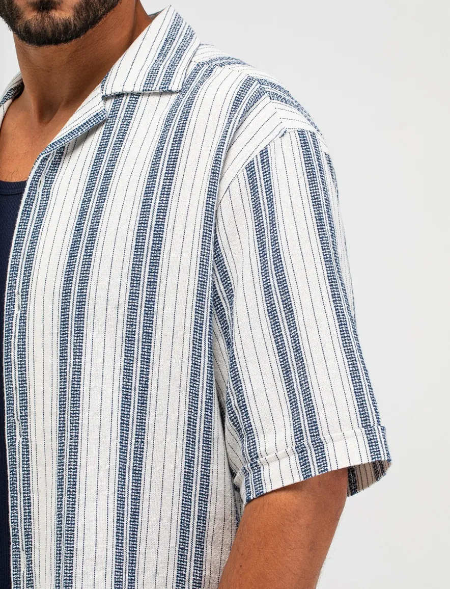 Butcher of Blue doorknoop polo wit gestreept deel van set
