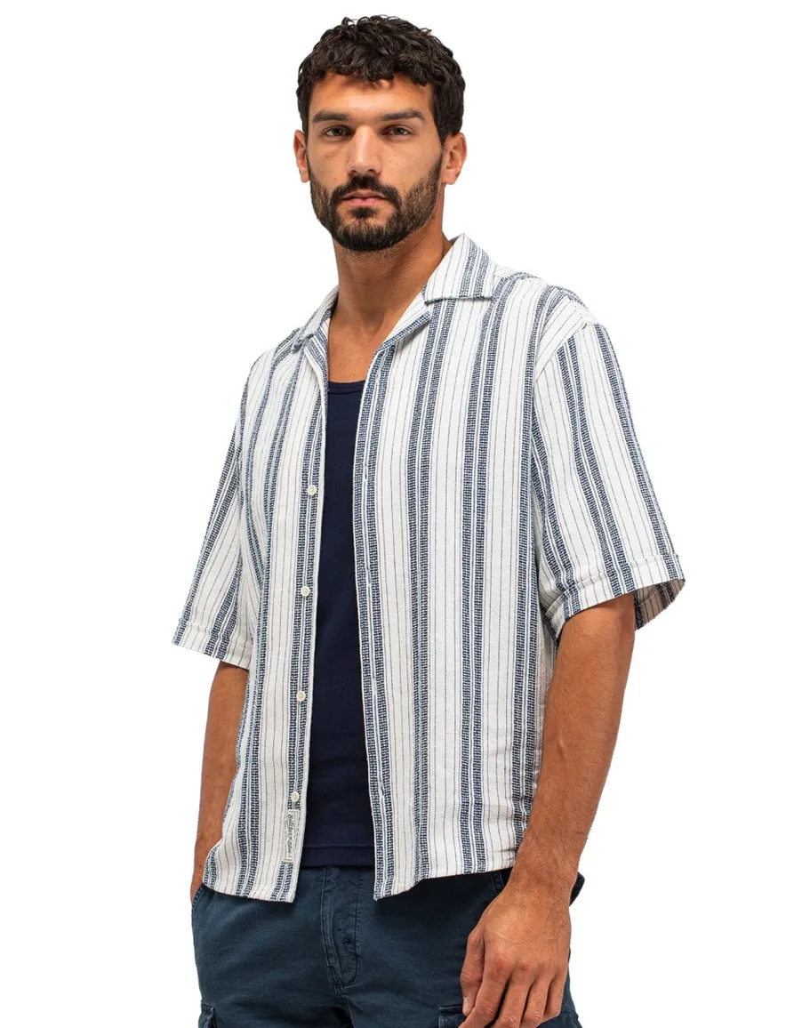 Butcher of Blue doorknoop polo wit gestreept deel van set