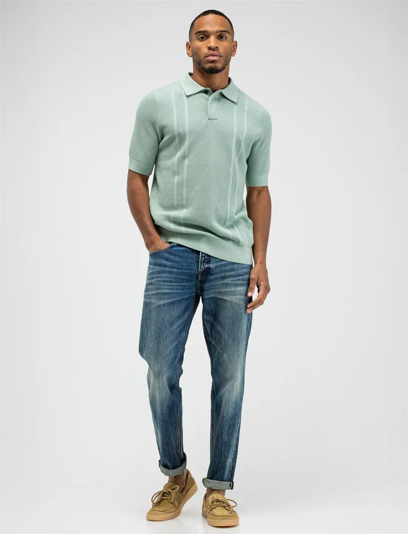 Groen poloshirt Butcher of Blue structuur