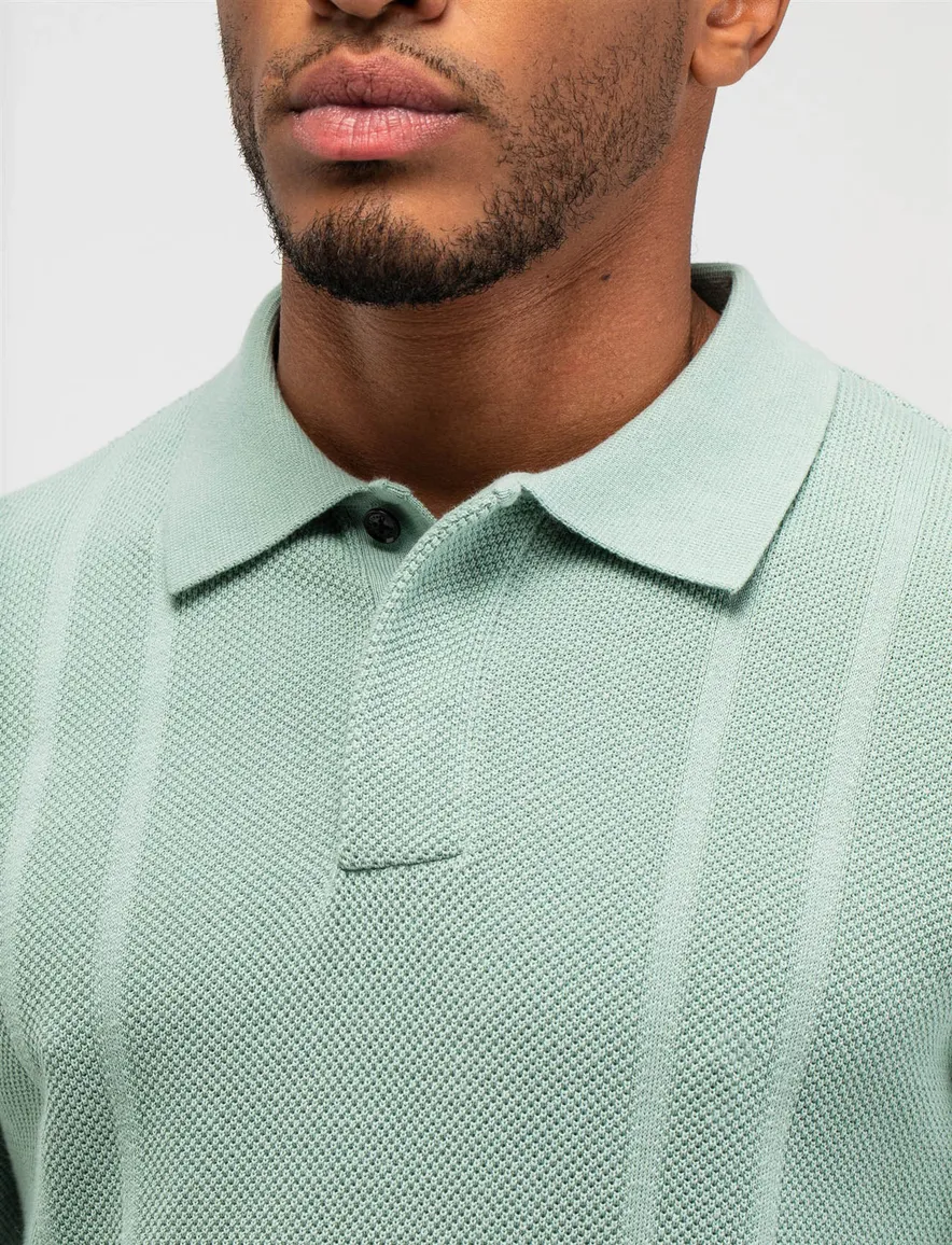 Poloshirt Butcher of Blue groen verticale streep