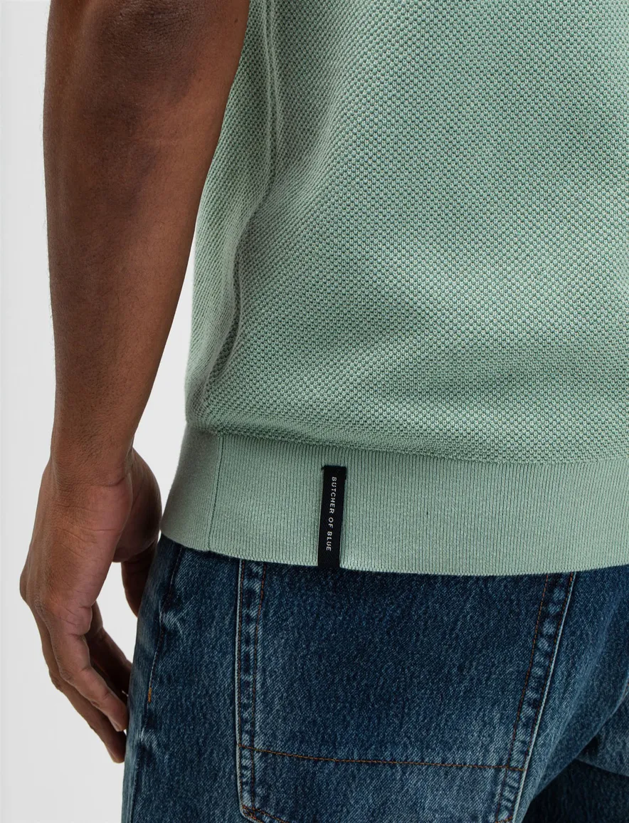 Poloshirt Butcher of Blue groen verticale streep