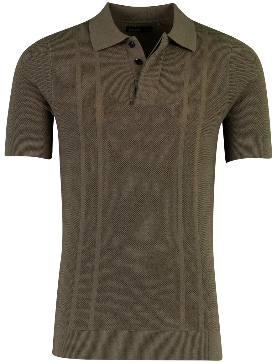 Poloshirt Butcher of Blue bruin verticale strepen