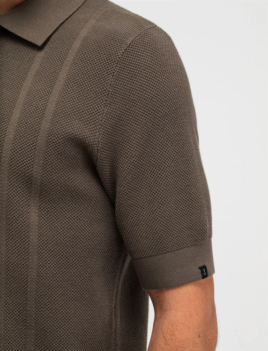 Poloshirt Butcher of Blue bruin verticale strepen