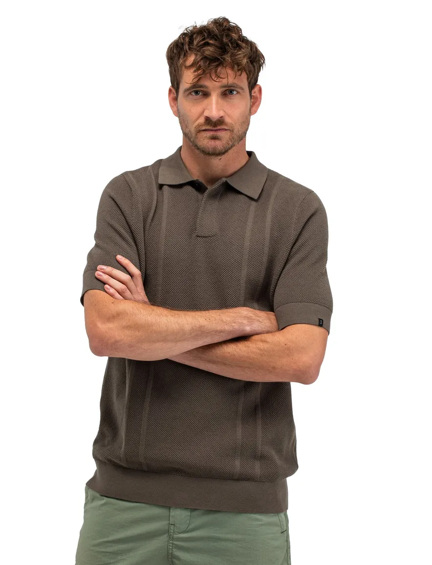 Poloshirt Butcher of Blue bruin verticale strepen